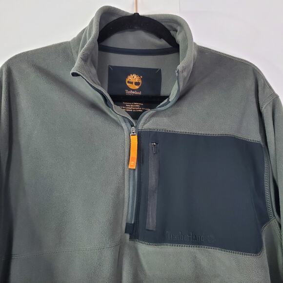 Timberland Men's Large Pullover 1/4 zip Long Sleeve Fleece Utility Pocket - Picture 2 of 7